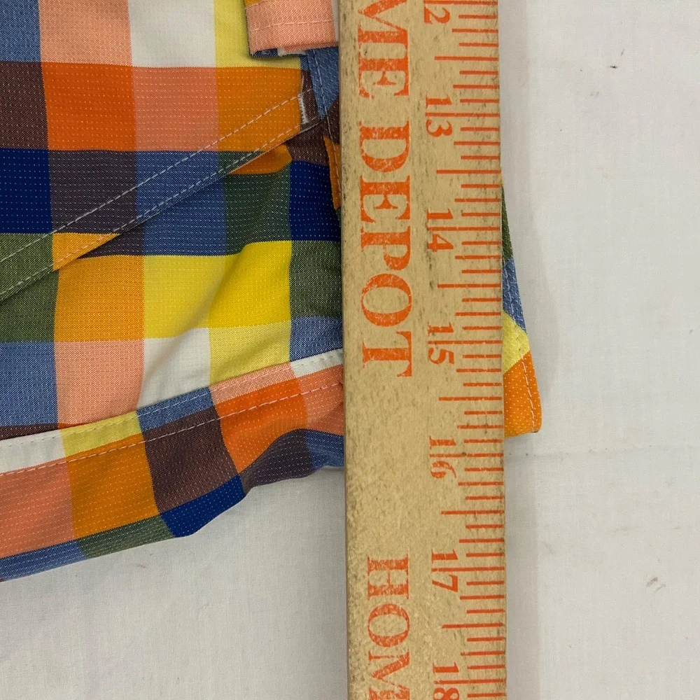 PUMA Sz 30 Waist Mens Flat Front‎ Yellow/Orange/Blue Plaid Golf Casual Shorts